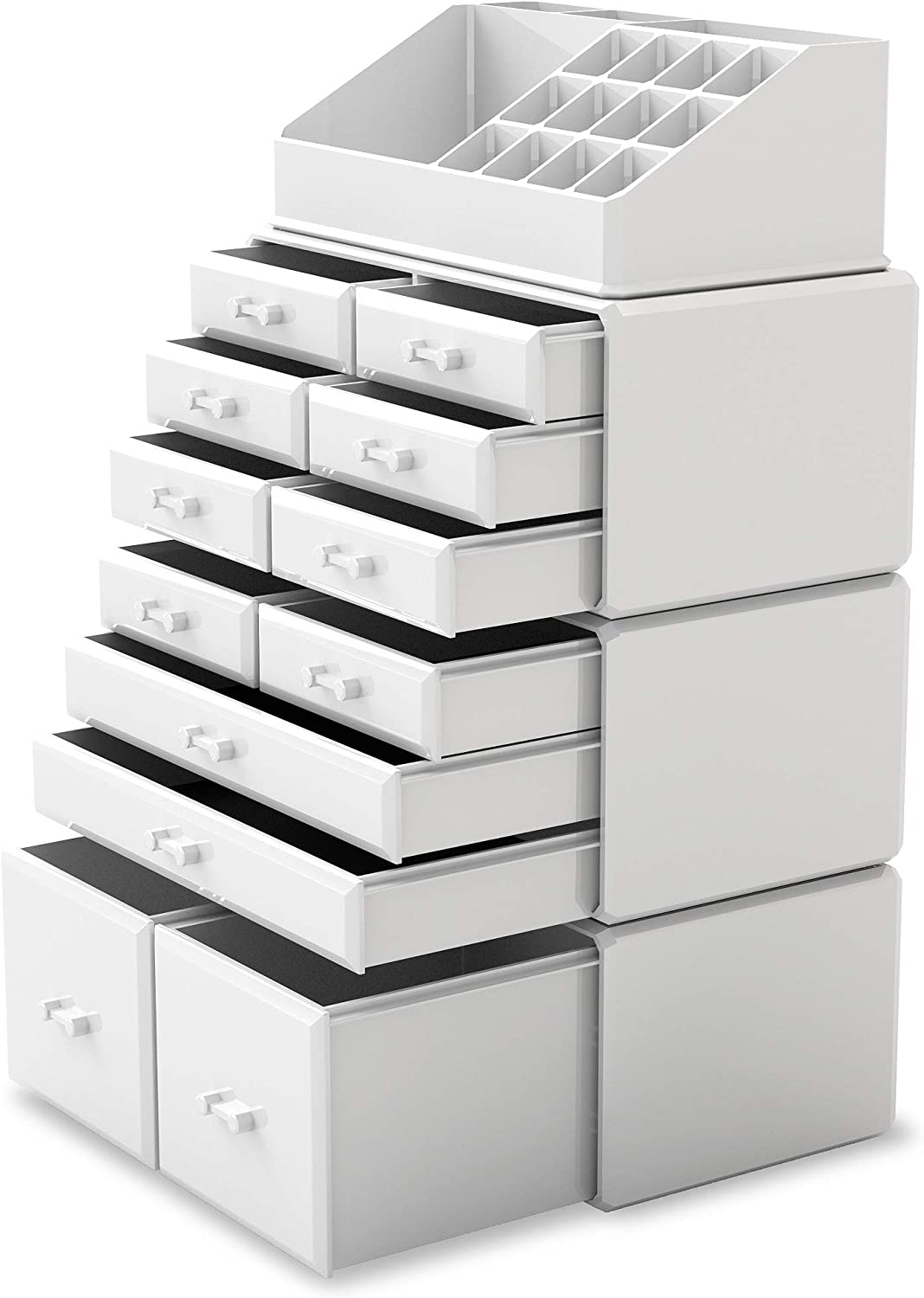 Makeup Cosmetic Organizer Storage with 12 Drawers Display Boxes (White) V178-84130