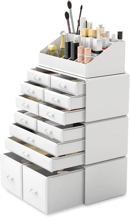 Makeup Cosmetic Organizer Storage with 12 Drawers Display Boxes (White) V178-84130
