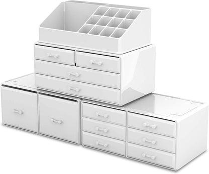 Makeup Cosmetic Organizer Storage with 12 Drawers Display Boxes (White) V178-84130