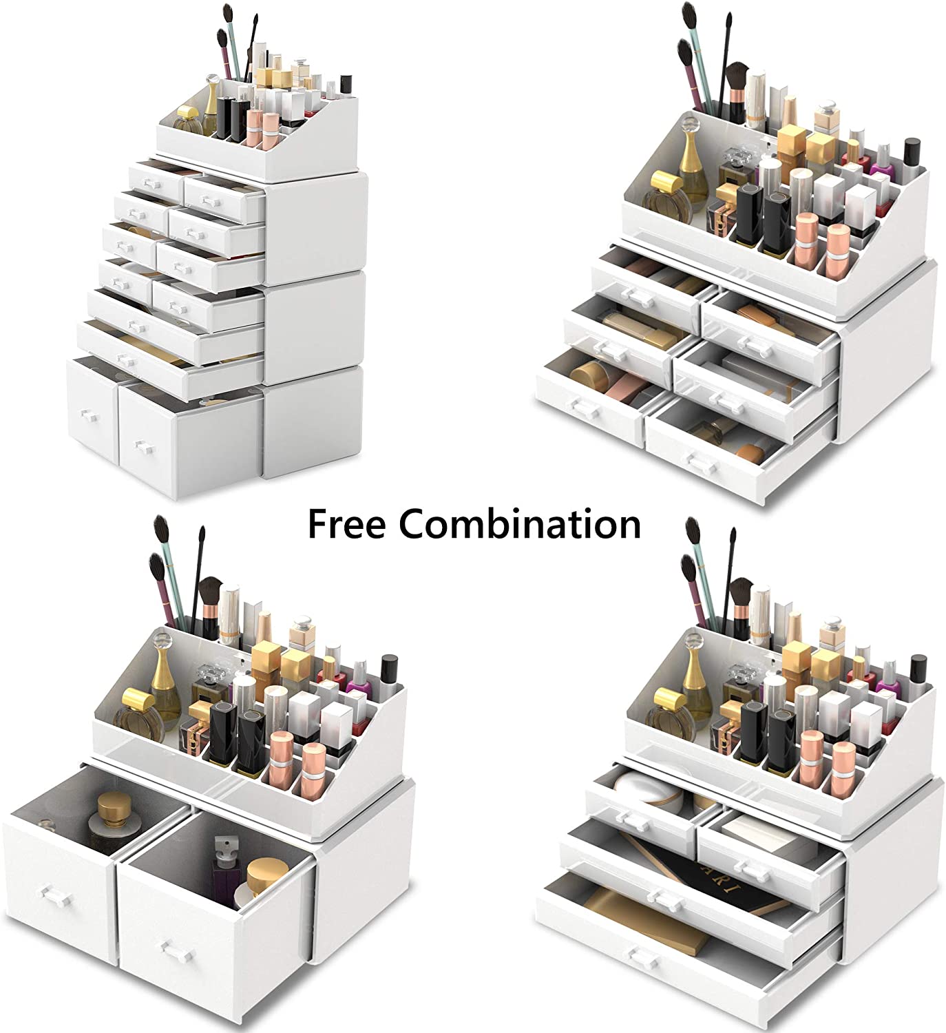 Makeup Cosmetic Organizer Storage with 12 Drawers Display Boxes (White) V178-84130