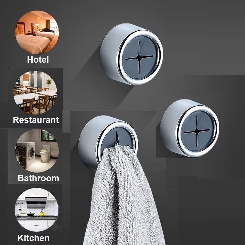3 Pack Self Adhesive Round Towel Hooks for Kitchen and Bathroom V178-84385