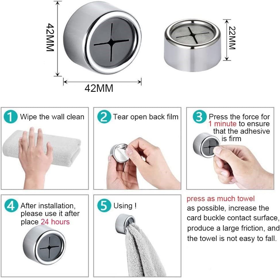 3 Pack Self Adhesive Round Towel Hooks for Kitchen and Bathroom V178-84385