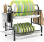 Stainless Steel 2-Tier Dish Drying Rack with Utensil Holder, Cutting Board Holder and Dish Drainer for V178-84442
