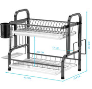 Stainless Steel 2-Tier Dish Drying Rack with Utensil Holder, Cutting Board Holder and Dish Drainer for V178-84442