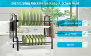 Stainless Steel 2-Tier Dish Drying Rack with Utensil Holder, Cutting Board Holder and Dish Drainer for V178-84442