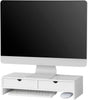 White Monitor Stand Desk Organizer with 2 Drawers V178-84492