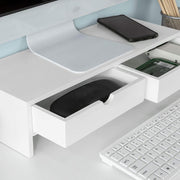 White Monitor Stand Desk Organizer with 2 Drawers V178-84492