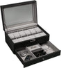 12 Slot PU Leather Lockable Watch and Jewelry Storage Boxes (Black) V178-84497