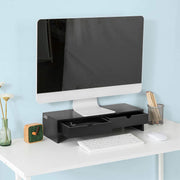 Black Monitor Stand Desk Organizer with 2 Drawers V178-84522