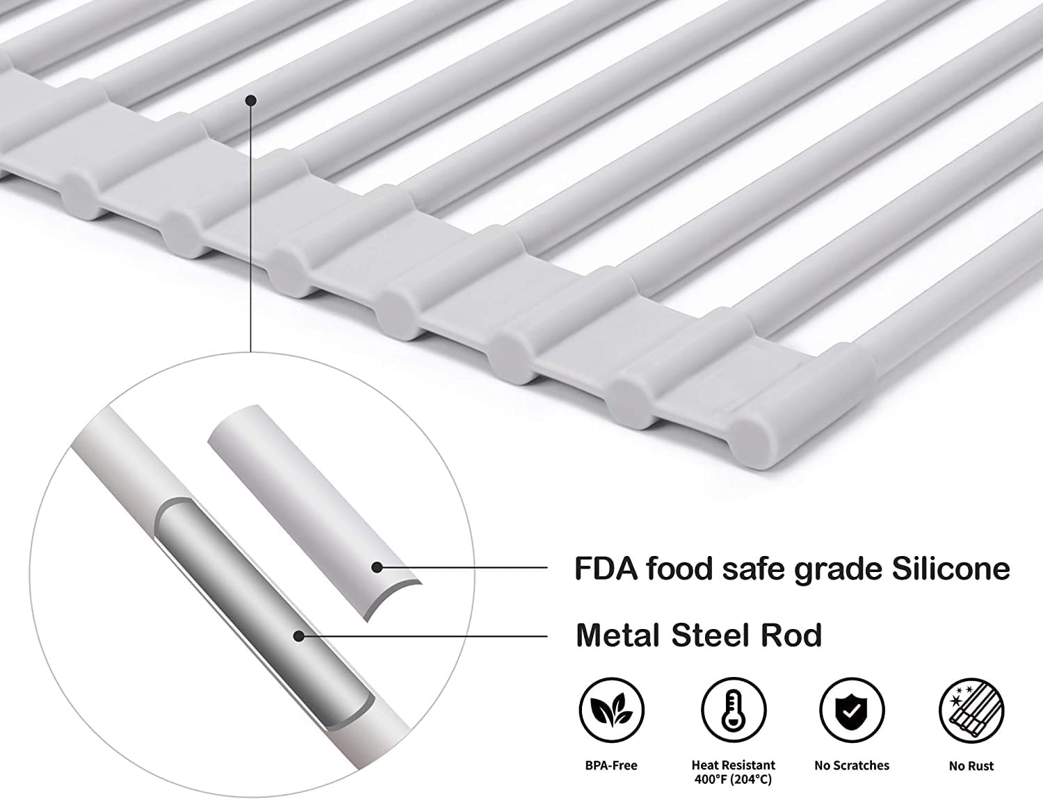 Over The Sink Multipurpose Roll-Up Dish Drying Rack (52 x 33 cm) V178-84527