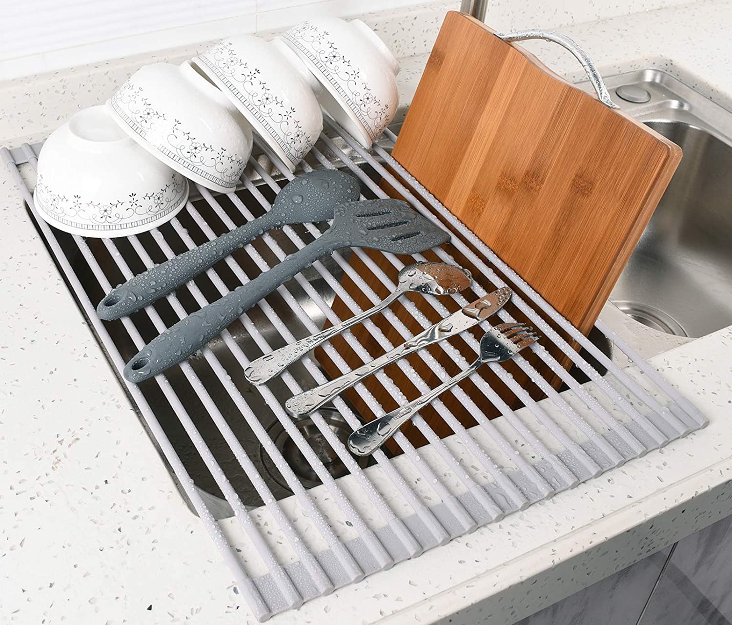 Over The Sink Multipurpose Roll-Up Dish Drying Rack (52 x 33 cm) V178-84527