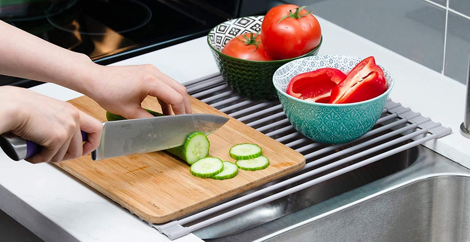 Over The Sink Multipurpose Roll-Up Dish Drying Rack (52 x 33 cm) V178-84527
