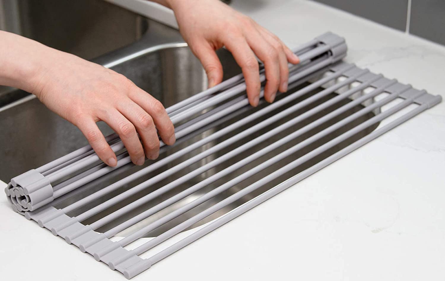 Over The Sink Multipurpose Roll-Up Dish Drying Rack (52 x 33 cm) V178-84527