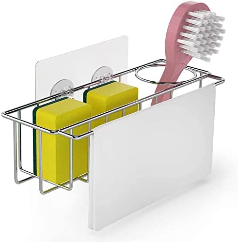 3-in-1 Adhesive Stainless Steel Sink Caddy Organizer Storage for Kitchen Rustproof V178-84565