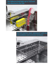 3-in-1 Adhesive Stainless Steel Sink Caddy Organizer Storage for Kitchen Rustproof V178-84565