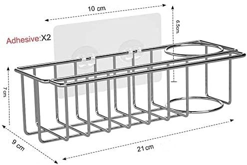 3-in-1 Adhesive Stainless Steel Sink Caddy Organizer Storage for Kitchen Rustproof V178-84565