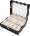 Black PU Leather Watch Organizer Display Storage Box Cases for Men & Women (10 slots) V178-84574