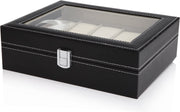 Black PU Leather Watch Organizer Display Storage Box Cases for Men & Women (10 slots) V178-84574