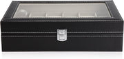 Black PU Leather Watch Organizer Display Storage Box Cases for Men & Women (12 slots) V178-84581