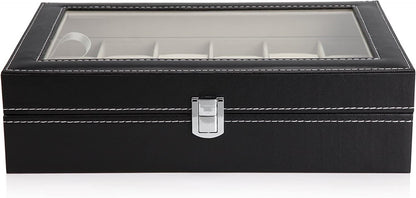 Black PU Leather Watch Organizer Display Storage Box Cases for Men & Women (12 slots) V178-84581