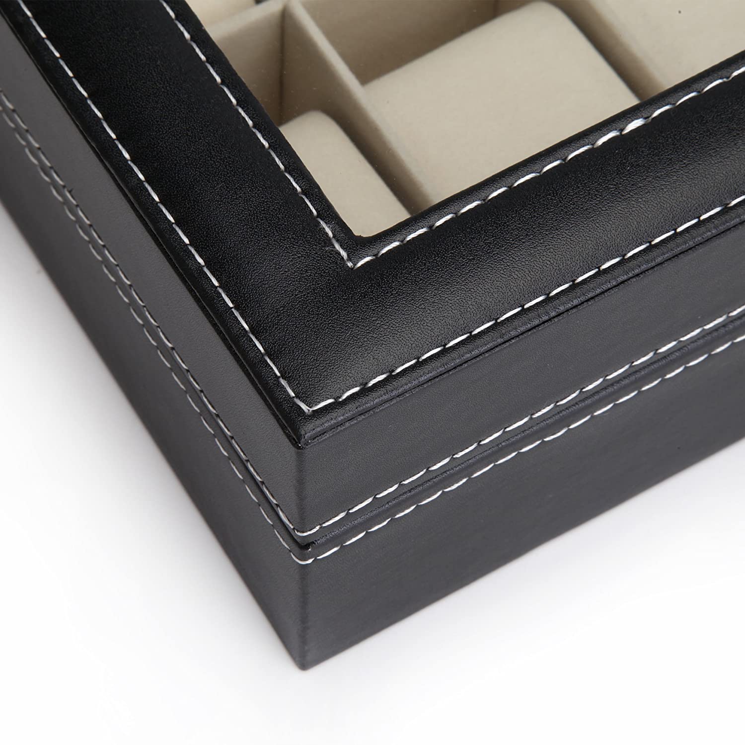 Black PU Leather Watch Organizer Display Storage Box Cases for Men & Women (12 slots) V178-84581