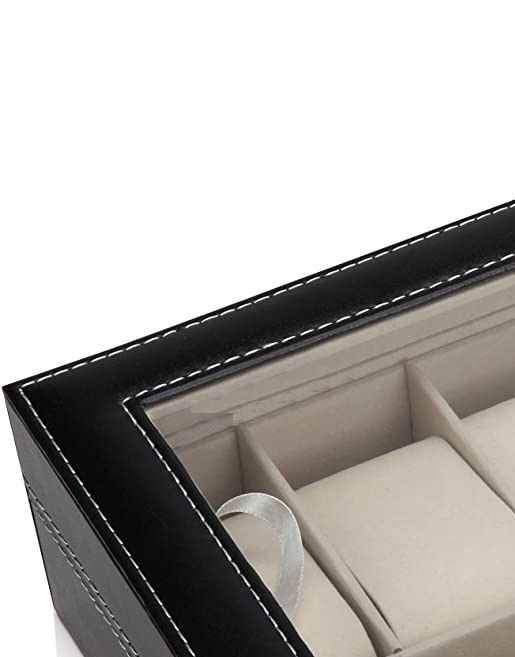 Black PU Leather Watch Organizer Display Storage Box Cases for Men & Women (12 slots) V178-84581