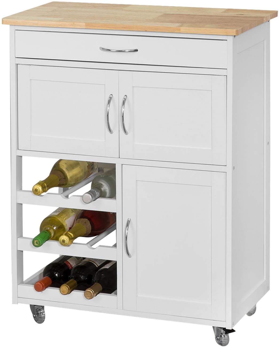 Kitchen Trolley with Wine Racks, Portable Workbench and Serving Cart for Bar or Dining V178-84621
