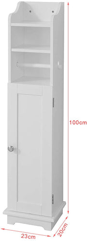 Toilet Paper Holder with Storage, Freestanding Cabinet, Toilet Brush Holder and Toilet Paper Dispenser V178-84706