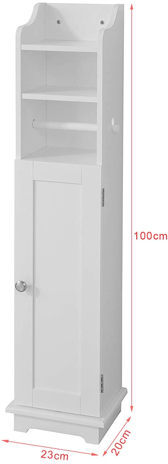 Toilet Paper Holder with Storage, Freestanding Cabinet, Toilet Brush Holder and Toilet Paper Dispenser V178-84706
