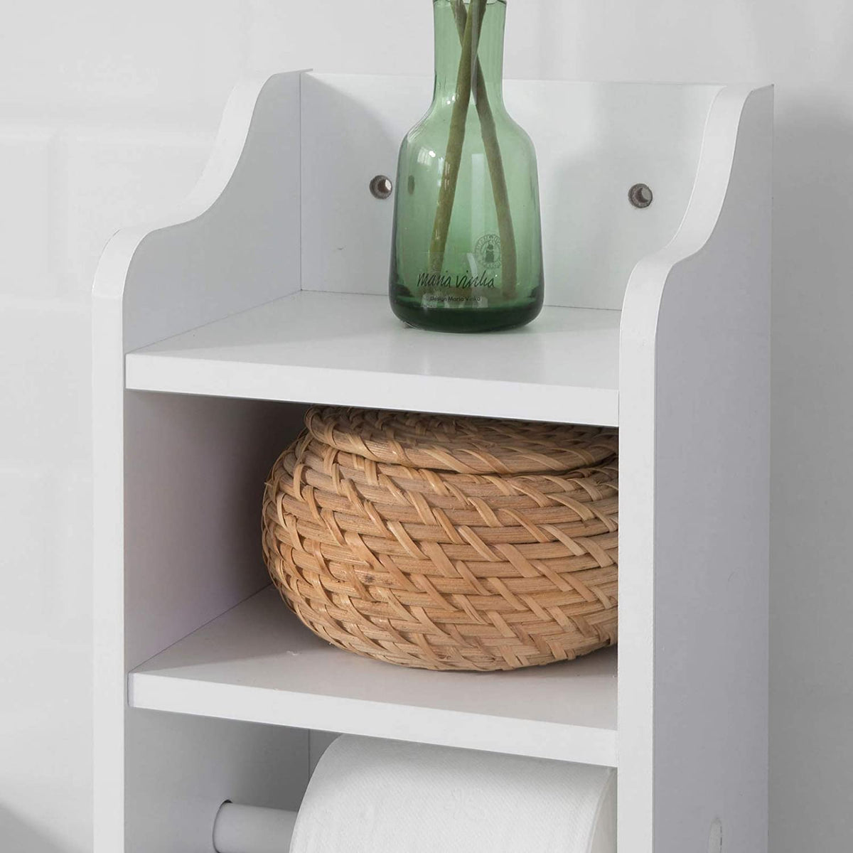 Toilet Paper Holder with Storage, Freestanding Cabinet, Toilet Brush Holder and Toilet Paper Dispenser V178-84706