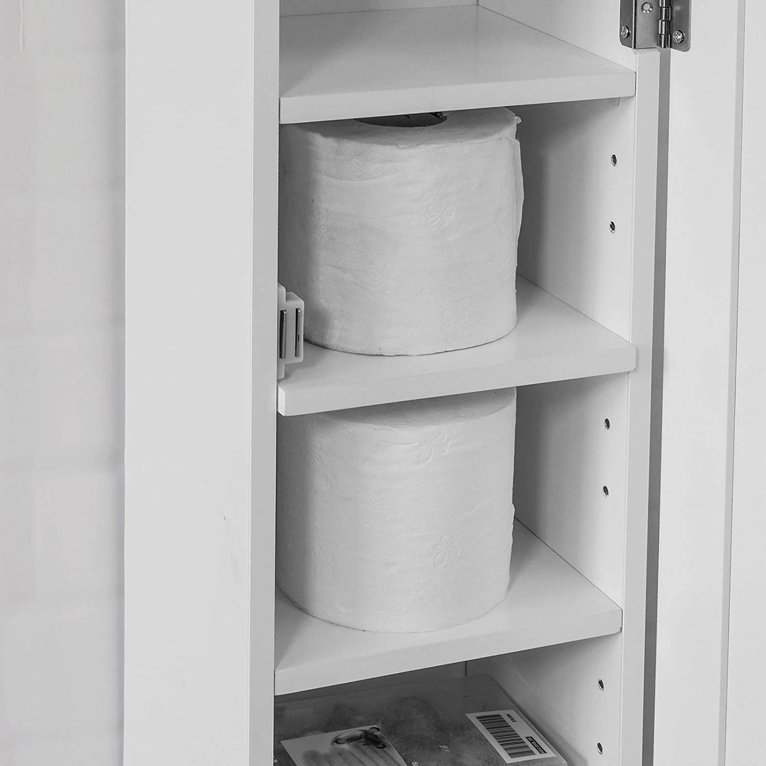 Toilet Paper Holder with Storage, Freestanding Cabinet, Toilet Brush Holder and Toilet Paper Dispenser V178-84706