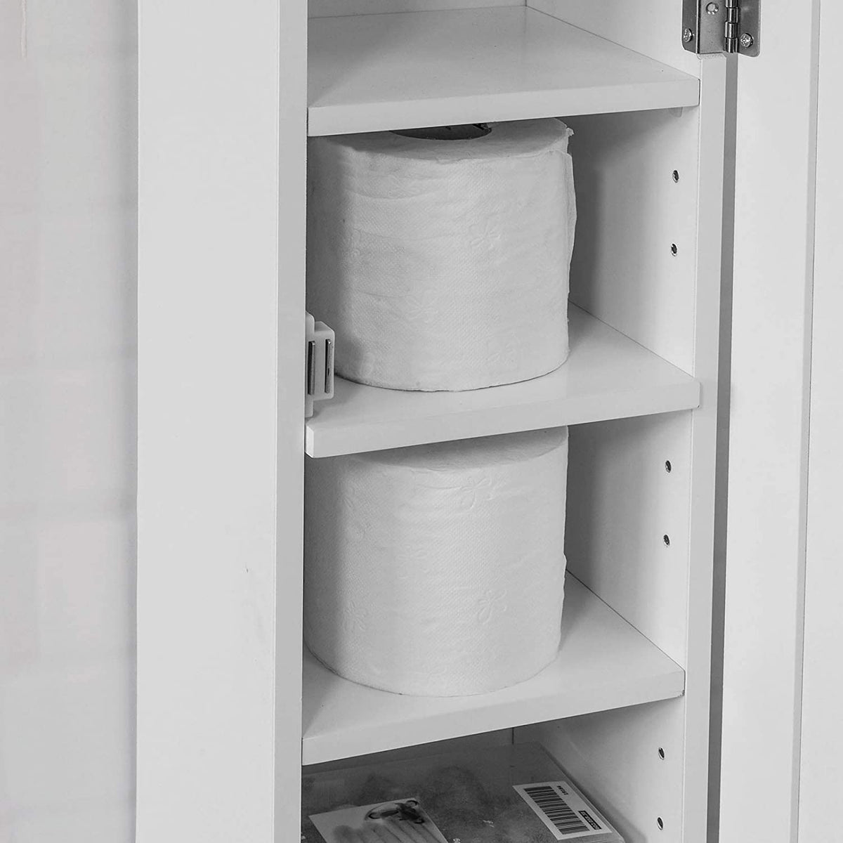 Toilet Paper Holder with Storage, Freestanding Cabinet, Toilet Brush Holder and Toilet Paper Dispenser V178-84706