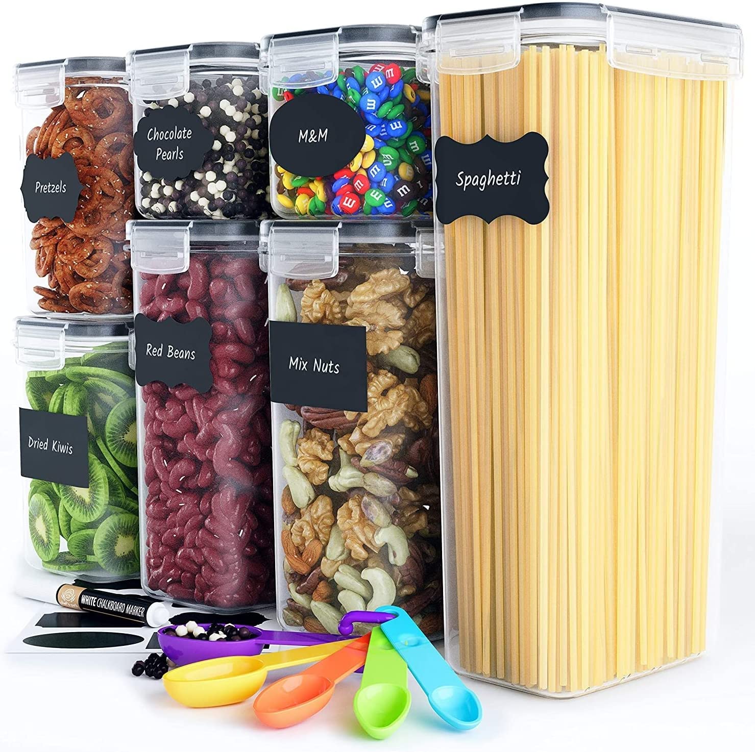 7 Pieces Plastic BPA Free Food Storage Containers for Kitchen (Black) V178-84728