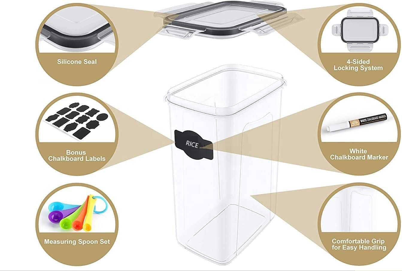 7 Pieces Plastic BPA Free Food Storage Containers for Kitchen (Black) V178-84728