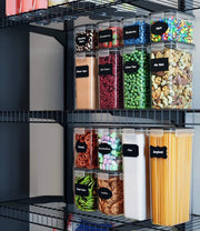 7 Pieces Plastic BPA Free Food Storage Containers for Kitchen (Black) V178-84728