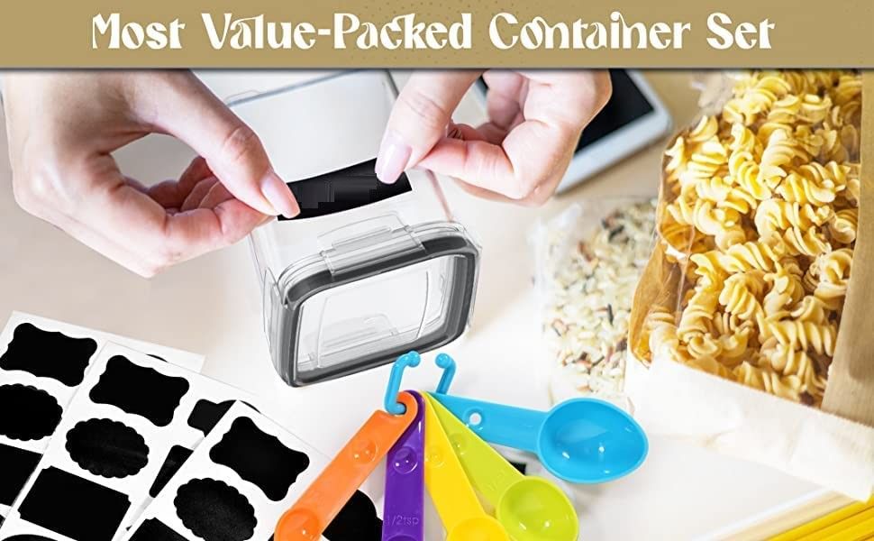 7 Pieces Plastic BPA Free Food Storage Containers for Kitchen (Black) V178-84728