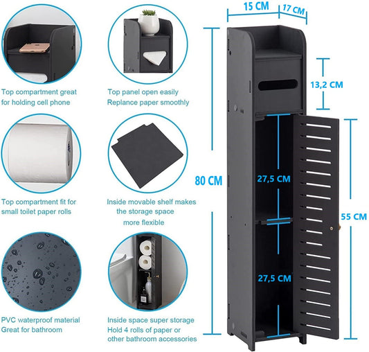 Toilet Paper Roll Holder for Bathroom (Black, 80 cm) V178-84780