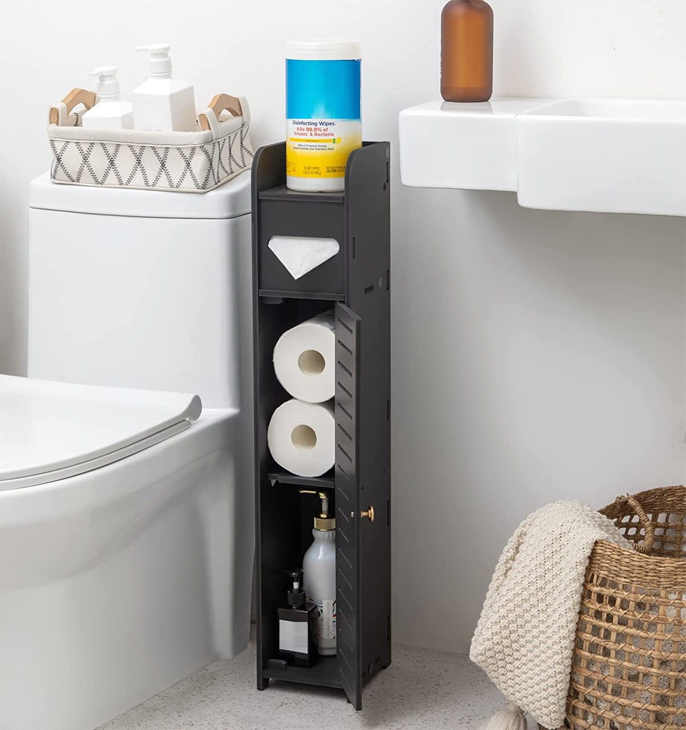 Toilet Paper Roll Holder for Bathroom (Black, 80 cm) V178-84780