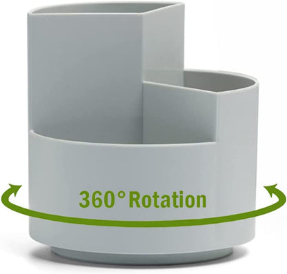360 degree rotating multi-functional pen holder with 3 separate layer for office desk organiser (Grey) V178-84787