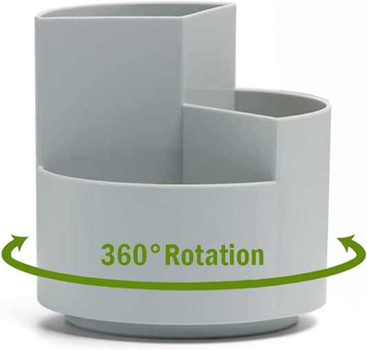 360 degree rotating multi-functional pen holder with 3 separate layer for office desk organiser (Grey) V178-84787