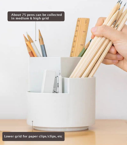 360 degree rotating multi-functional pen holder with 3 separate layer for office desk organiser (Grey) V178-84787