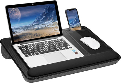 Portable Laptop Desk with Device Ledge, Mouse Pad and Phone Holder for Home Office (Black, 43cm) V178-84810