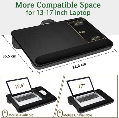 Portable Laptop Desk with Device Ledge, Mouse Pad and Phone Holder for Home Office (Black, 43cm) V178-84810