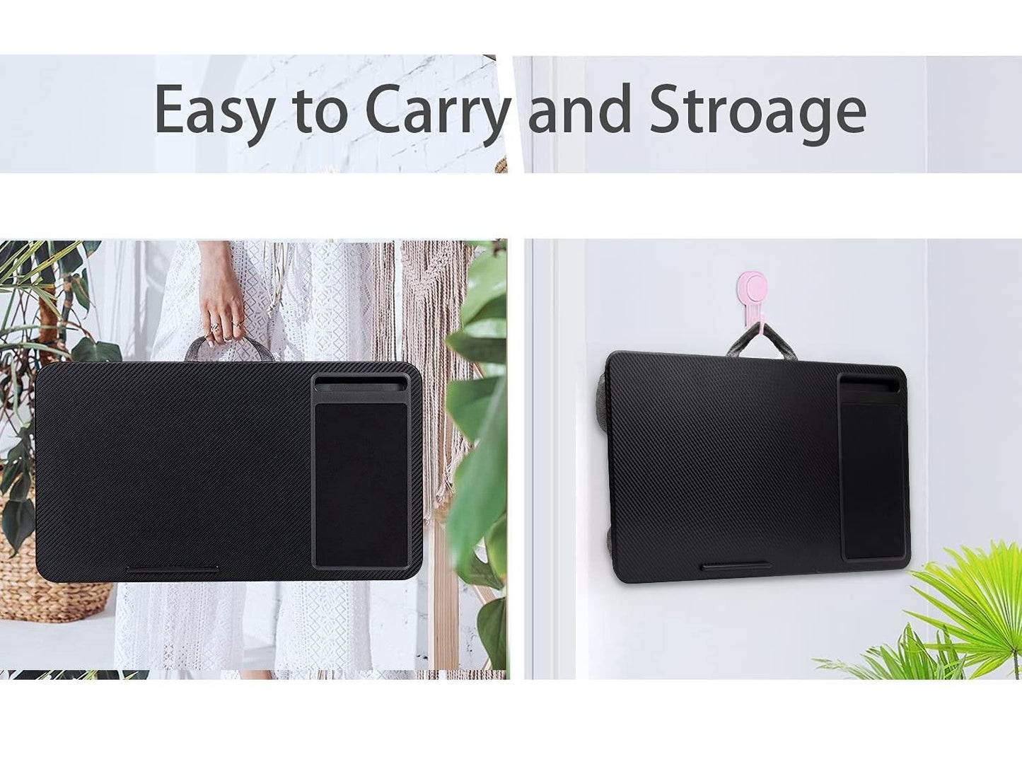 Portable Laptop Desk with Device Ledge, Mouse Pad and Phone Holder for Home Office (Black, 40cm) V178-84834