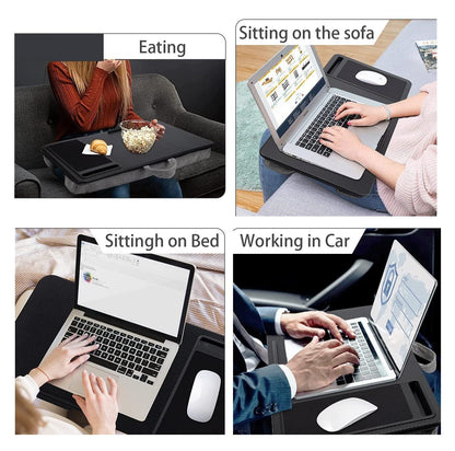 Portable Laptop Desk with Device Ledge, Mouse Pad and Phone Holder for Home Office (Black, 40cm) V178-84834
