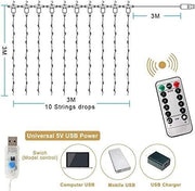 300 LEDs Window Curtain Fairy Lights 8 Modes and Remote Control for Bedroom (Warm White, 300 x 300cm) V178-84838