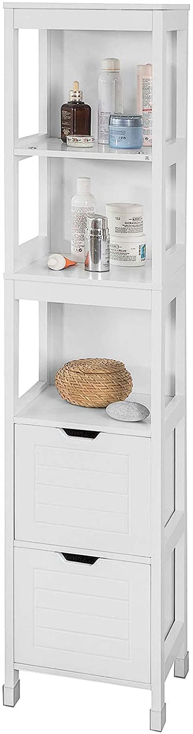 Freestanding Tall Cabinet with Standing Shelves and Drawers V178-84850