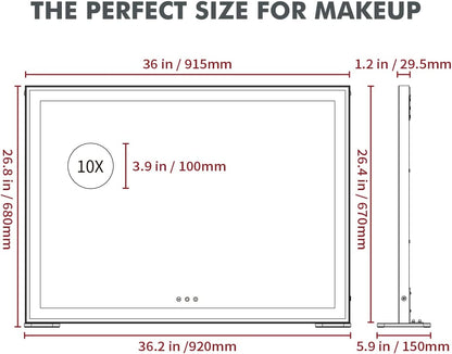 Large Hollywood Makeup Mirror 3 Modes Lighted and Smart Touch Control (92 x 68 cm) V178-84958