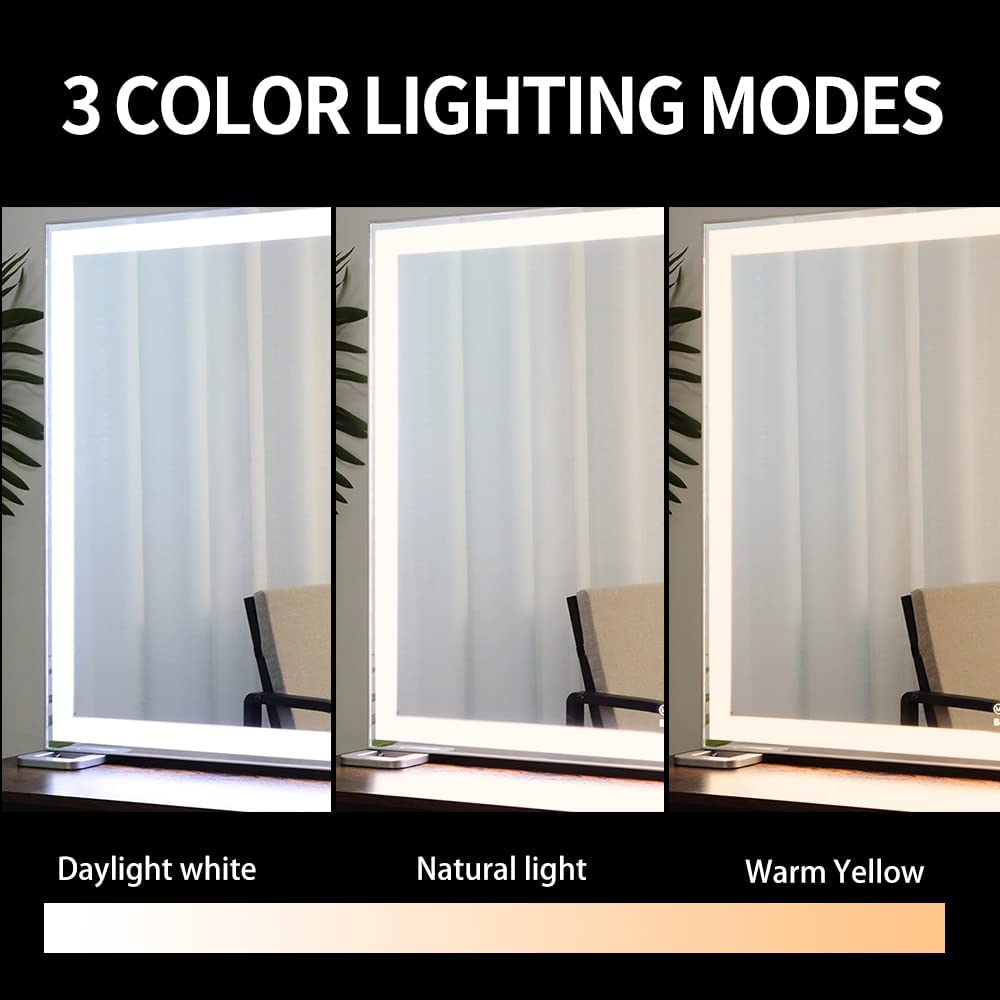 Large Hollywood Makeup Mirror 3 Modes Lighted and Smart Touch Control (92 x 68 cm) V178-84958