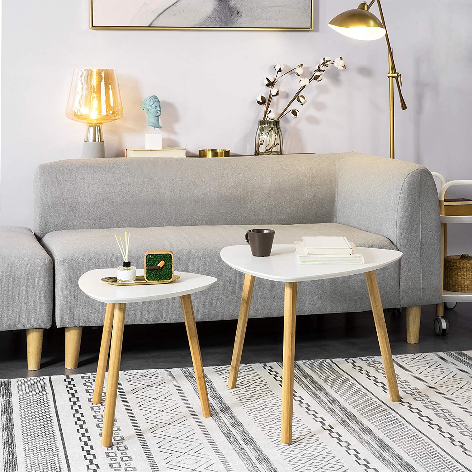 Set of 2 White Side Nesting Tables V178-84959